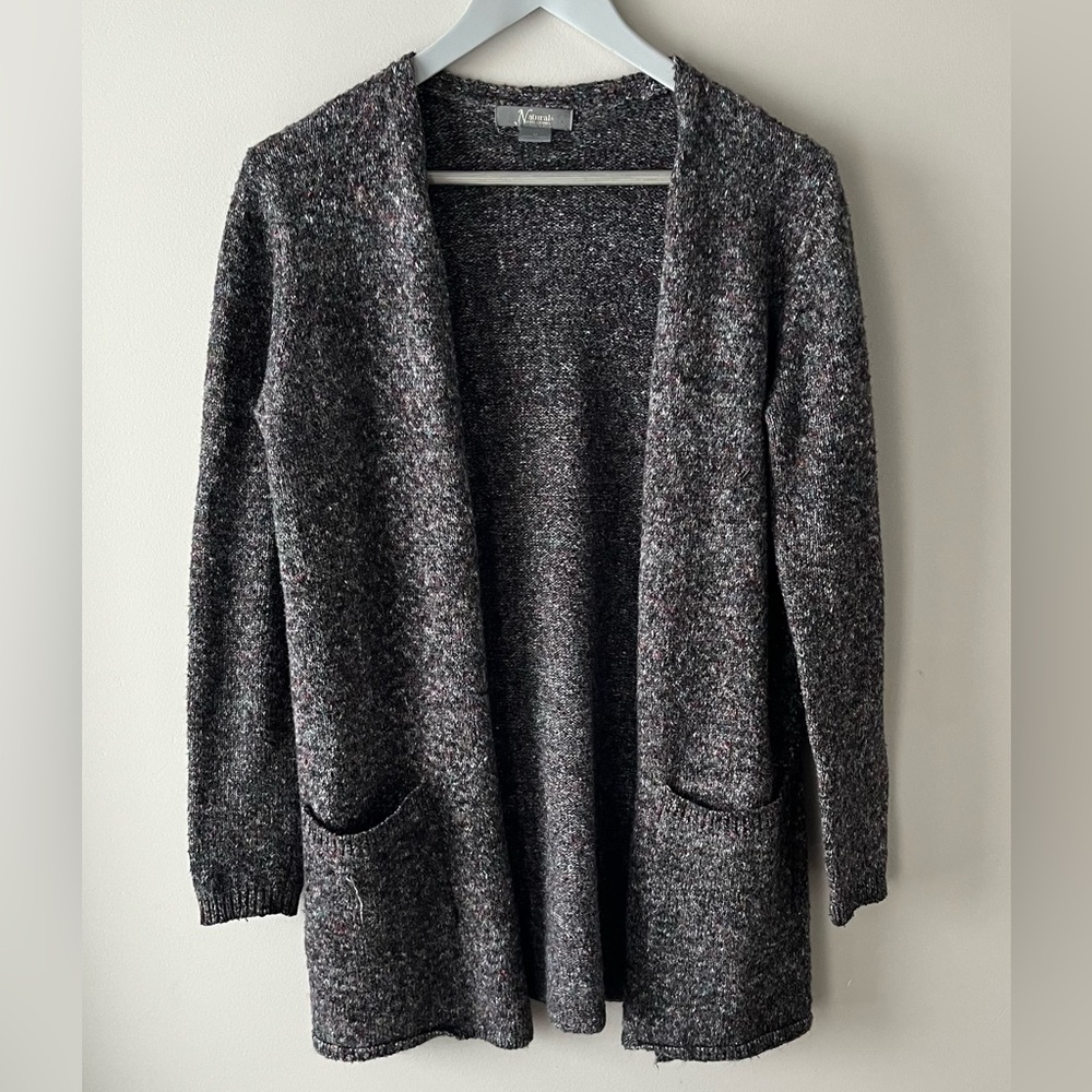 Natural Reflections Charcoal/Multicoloured Open-Front Cardigan-M- Cottagecore